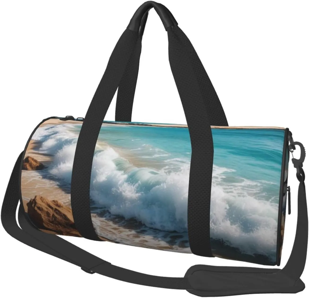Water Rush to Tropical Beach Printed Travel Bag,Round Personal Item Storage bag,Foldie Duffel Bag for Traveling Vacation,Fitness,Sports