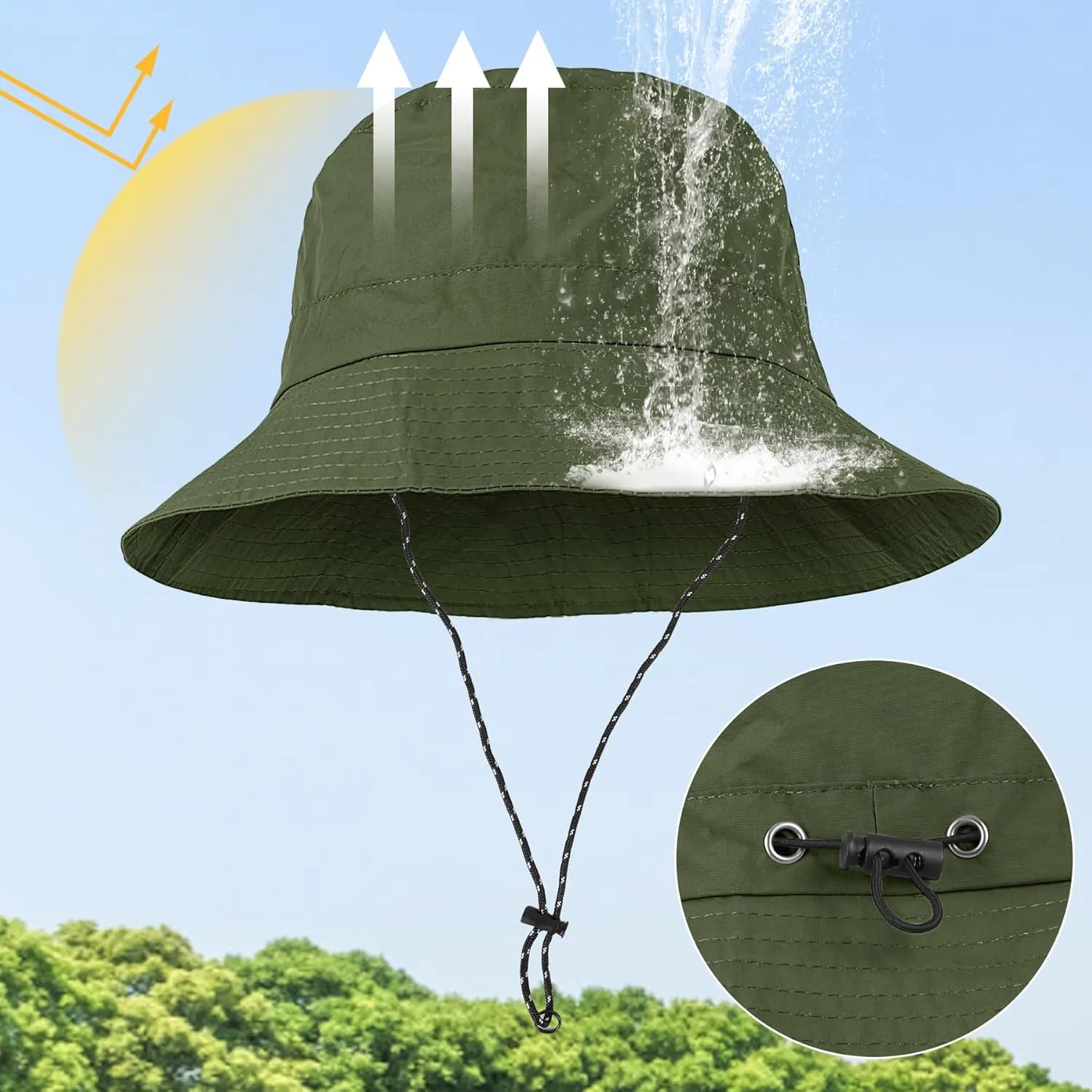 Waterproof Bucket Hat Women - UV Protection Rain Hats Ladies Packable Foldable Fishing Hat