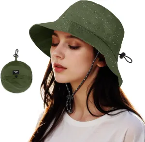 Waterproof Bucket Hat Women - UV Protection Rain Hats Ladies Packable Foldable Fishing Hat