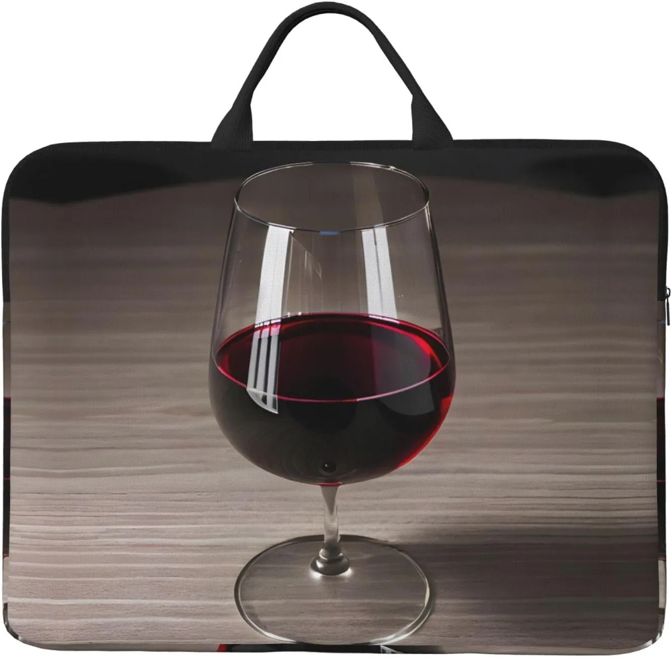 Wine Bottle Glass Print Stylish 14in Polyester Laptop Bag Carry Laptop Bag With Water-Resistant Feature