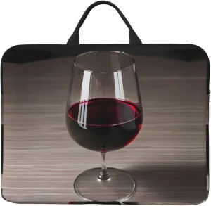 Wine Bottle Glass Print Stylish 14in Polyester Laptop Bag Carry Laptop Bag With Water-Resistant Feature