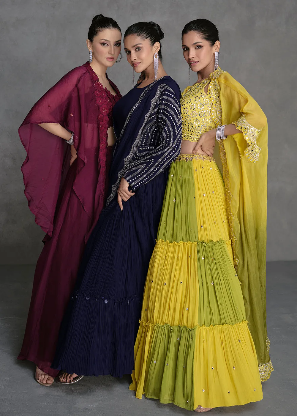 Wine Crop Top Style Designer Indo Western Lehenga