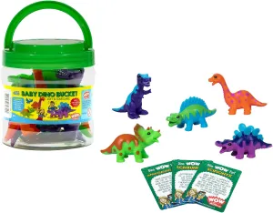 Wow in The World Baby Dino Bucket | Soft and Squeezable | Kids Play Dinosaurs | Learning Through Play | Includes 5 Baby Dinosaur Toys and 3 Fun Fact Cards